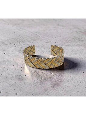 Vintage Gabriel Ofiesh Weave Pattern 95% Silver 5% 18kt Gold Bracelet